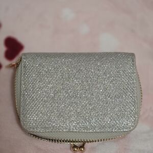 Elegant Silver Glitter Clutch